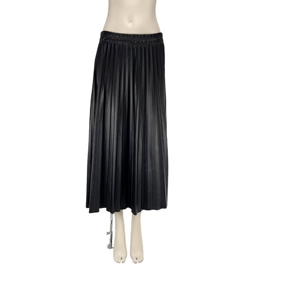 3.3 Fieldtrip Winter PU Leather Pleated Long High Waist Midi Skirt - Picture 4 of 10